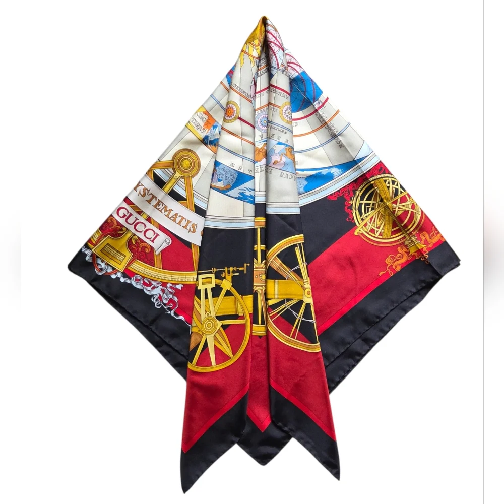 Gucci Vintage Zodiac Silk Scarf Carré 34" Astrology Made in Italy - Picture 9 of 16